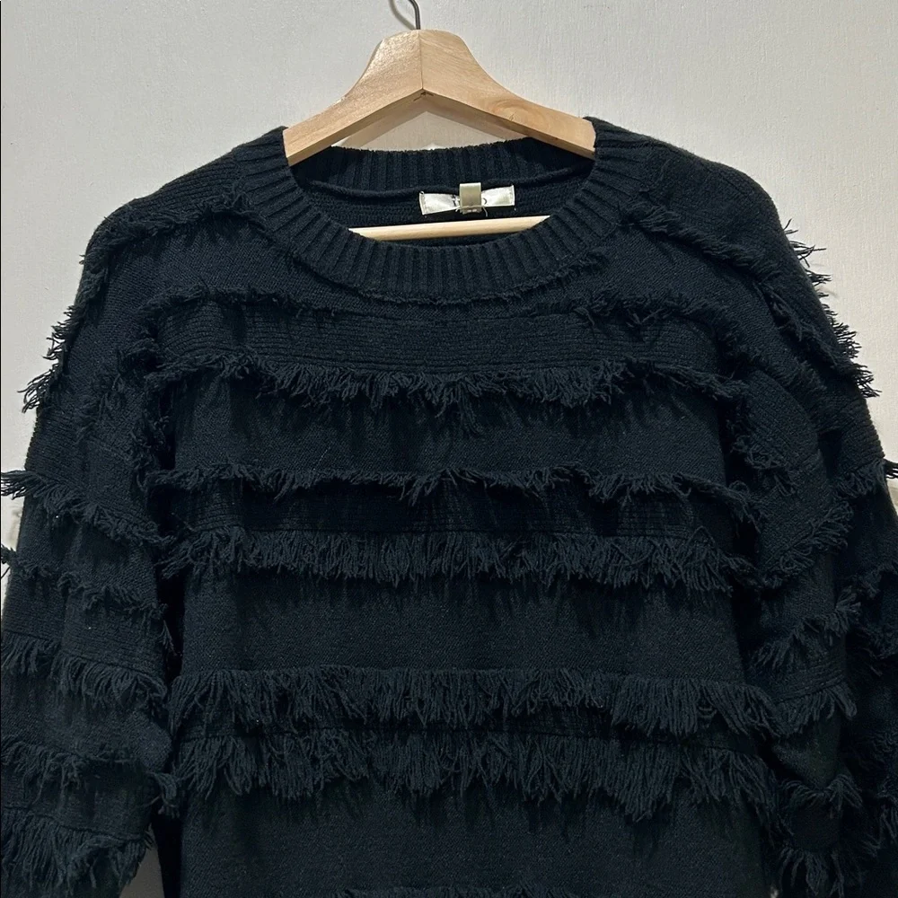 INTO WOMENS FRINGED TOP SWEATER TOP Sz M/L